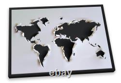 Map of the World Torn White CANVAS FLOATER FRAME Wall Art Print Picture