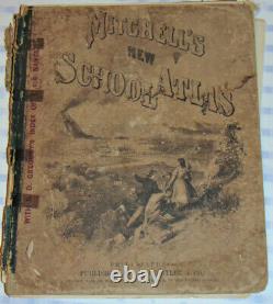 Mitchell's New School Atlas 1875! U. S. States! Countries Of The World! 44 Maps