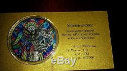 NEW! 1oz Silver Mexico Libertad Day of the Dead Colorized & Ruthenium plated coin