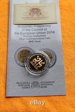 NEW! 2018 Bulgaria, 10 leva Presidency of the Concil of the EU, Silver, Proof