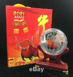 New 2021 Chinese Zodiac Big Silver Colour Medal Coins 1KG Year of the Ox