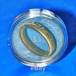 New Zealand Lord of the Rings $1 silver proof coin 2003 925 Silver with 24ct