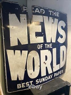 News Of The World Original Vintage Enamel Sign 4ft X 4ft