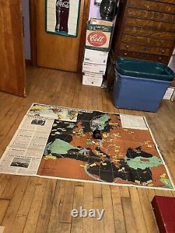 Old 1945 Original WWII WW2 World News Of The Week Vol 7 No 36 War Poster Map USA