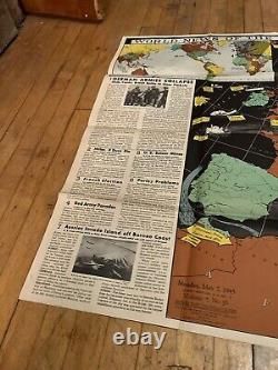 Old 1945 Original WWII WW2 World News Of The Week Vol 7 No 36 War Poster Map USA