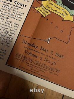 Old 1945 Original WWII WW2 World News Of The Week Vol 7 No 36 War Poster Map USA