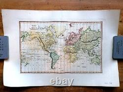 Original 1823 Chart of the World Ostell Hand coloured map New Holland