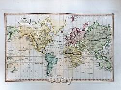 Original 1823 Chart of the World Ostell Hand coloured map New Holland