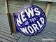 Original Double Sided News Of The World Enamel Sign With Mount Bracket