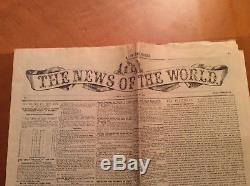 Original First Edition News Of The World Newspaper. 1843