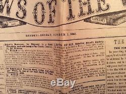 Original First Edition News Of The World Newspaper. 1843