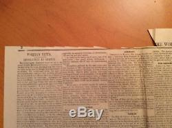 Original First Edition News Of The World Newspaper. 1843