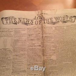 Original First Edition News Of The World Newspaper. 1843