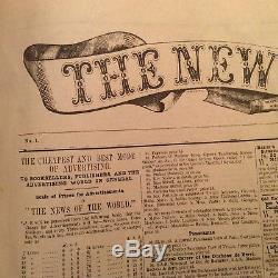 Original First Edition News Of The World Newspaper. 1843