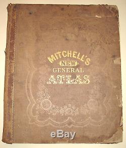 Original & Rare 1869 MITCHELL'S NEW GENERAL ATLAS of the World