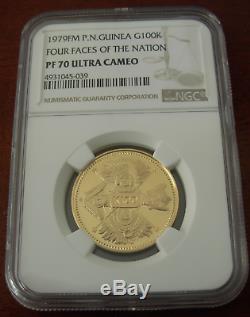 Papua New Guinea 1979FM Gold 100 Kina NGC PF70UC Four Faces of The Nation