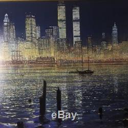 Peter Ellenshaw THE GLISTEN OF NEW YORK Framed Twin Towers World Trade Center