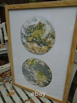 Picture of the world in lovely new frame ready to hang 28 x 20 inches