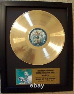 QUEEN News Of The World Gold Plated LP Record + Mini Album Disc with Plaque