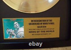 QUEEN News Of The World Gold Plated LP Record + Mini Album Disc with Plaque