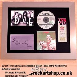 QUEEN News Of The World SIGNED BY BRIAN MAY Autographed Framed Freddie Mercury