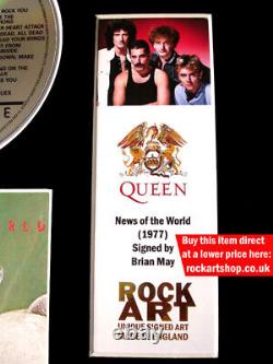 QUEEN News of the World SIGNED BRIAN MAY Autographed We Will Rock You WORLD SHIP