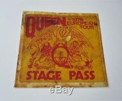 QUEEN Original 1978 European Tour Stage Pass News Of The World Concert