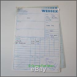 QUEEN Original Brian May Signed News Of The World 1977 Album Session Log