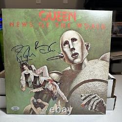 Queen Brian May Roger Taylor Signed News Of The World Vinyl Record Psa Dna