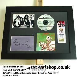 Queen SIGNED BY BRIAN MAY News Of The World Autograph Freddie Mercury WORLD SHIP