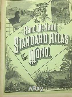 RARE Antique 1890 Rand McNally New Standard Atlas of the World Antique Maps