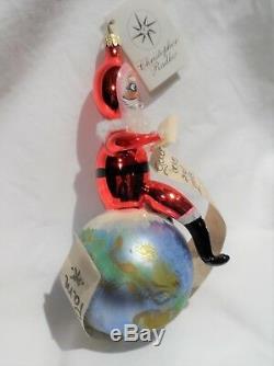 Radko 1999 CHECKING HIS LIST Santa On Top Of The World VERY RARE NEW withTag