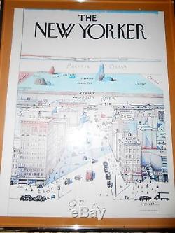 SAUL STEINBERG THE NEW YORKER VIEW OF THE WORLD POSTER Framed 161/4 x 201/4
