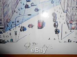 SAUL STEINBERG THE NEW YORKER VIEW OF THE WORLD POSTER Framed 161/4 x 201/4