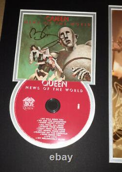 SIGNED BRIAN MAY 16x12 QUEEN NEWS OF THE WORLD MOUNTED DISPLAY AUTHENTIC RARE