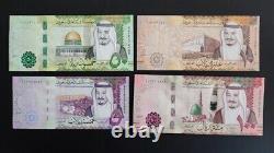 Saudi Arabia 5 10 50 100 Riyals (4 Pieces Set), 2016 P-New King Sulaiman Unc