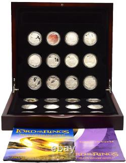 Silver Proof Coin Set The Lord Of The Rings 24 x Coins 2003 New Zealand BOX COA