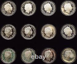 Silver Proof Coin Set The Lord Of The Rings 24 x Coins 2003 New Zealand BOX COA