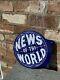 Stunning 1930s News Of The World Flange Enamel Sign No Restoration