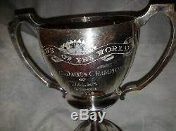 Tall Solid Silver Trophy Cup over 21oz 600 g News of The World Darts Welsh 1958