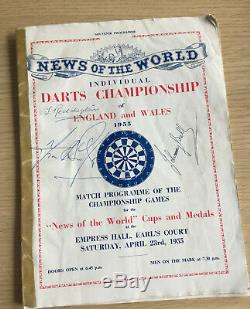 VERY RARE News of the World Darts Championship Programmes 1955 & 1960. Signed