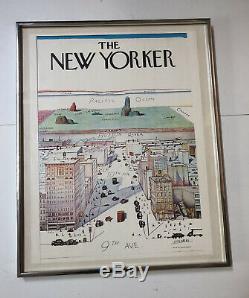 VINTAGE SAUL STEINBERG NEW YORKER View Of The World Framed 18 X 14