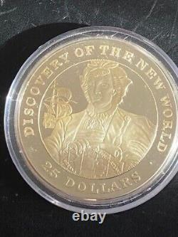 Very rare silver proof 136g Bahamas $25 Discovery of the New World coin