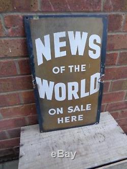 Vintage 1930s News of the world on sale here shop Enamel metal advertising Sign