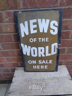 Vintage 1930s News of the world on sale here shop Enamel metal advertising Sign