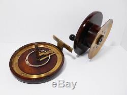 Vintage Antique Smith & Wall 5½ News of the World Wooden Brass Fishing Reel