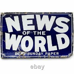 Vintage Enamel News Of The World Newspaper Sign