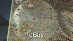 Vintage Gold Foiled Blaeu Wall Map of The New World-Matted & Framed Under Glass