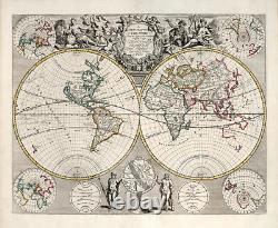 Vintage Map New Map of the World 1721