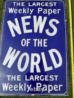 Vintage News Of The World Enamel Sign